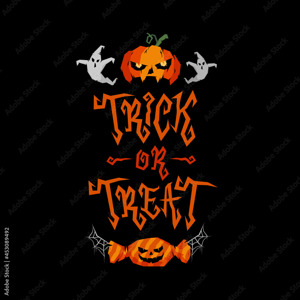 Trick or treat lettering design halloween ornate vector illustration