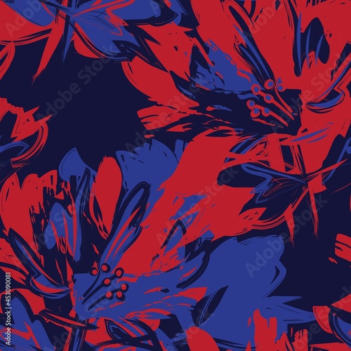 Floral Brush strokes Seamless Pattern Background