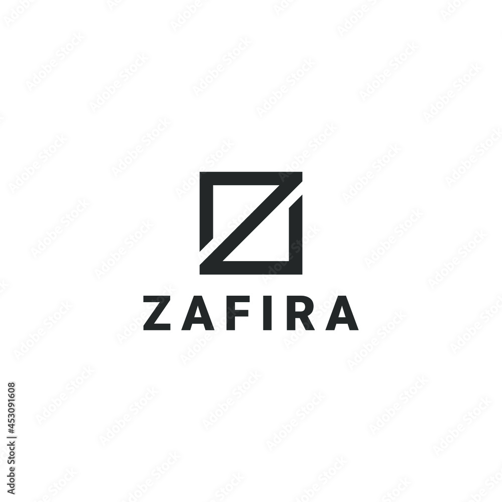 Simple monogram Initial z letter logo design vector with line art on square shape concept Simple monogram Initial z letter logo design vector with line art on square shape concept