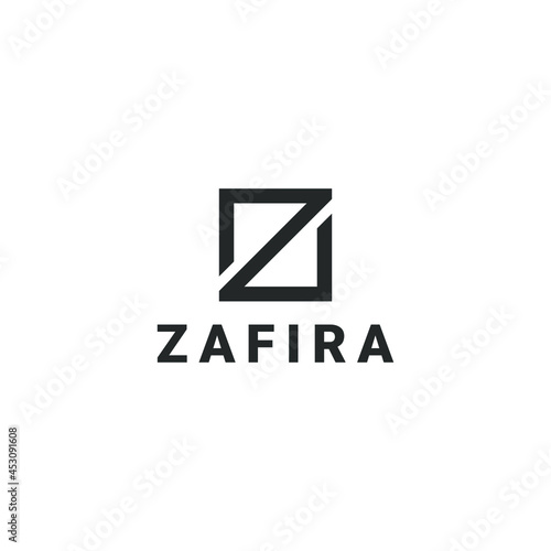 Simple monogram Initial z letter logo design vector with line art on square shape concept