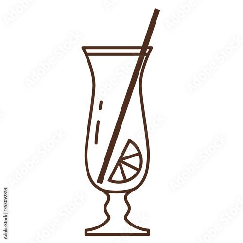 Alcohol drink high glass vector icon. Cocktail glass isolated on white background. Vector illustration.