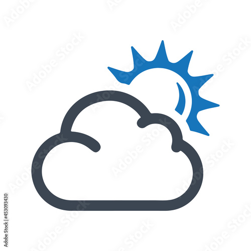 Mostly cloudy day icon. Vector and glyph