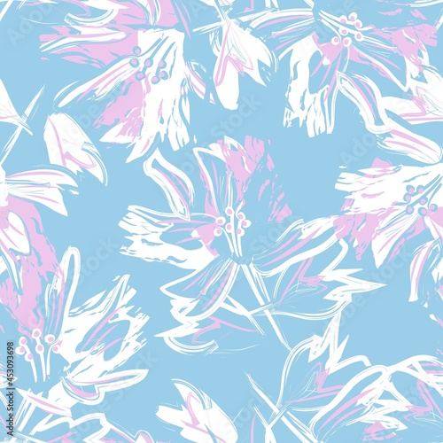 Floral Brush strokes Seamless Pattern Background