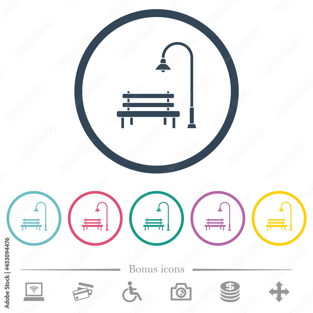 Park flat color icons in round outlines