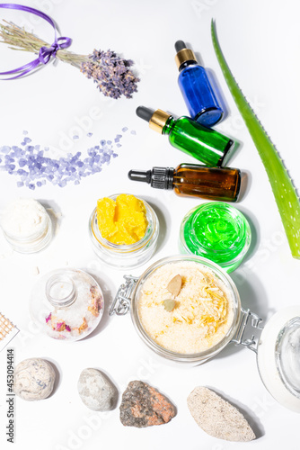 Alternative skin care homemade cosmetic, scrubs, soap, oils, with natural ingredients