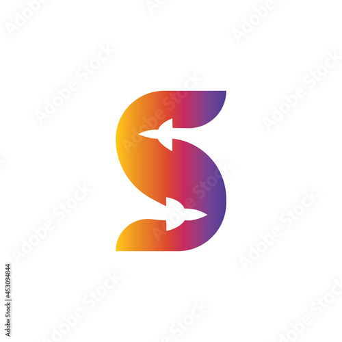 letter s logo illustration rocket vector design template