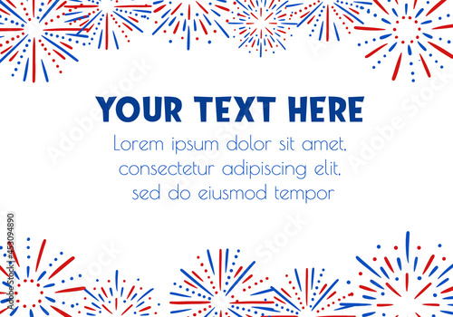 Bright fireworks Vector Background Border