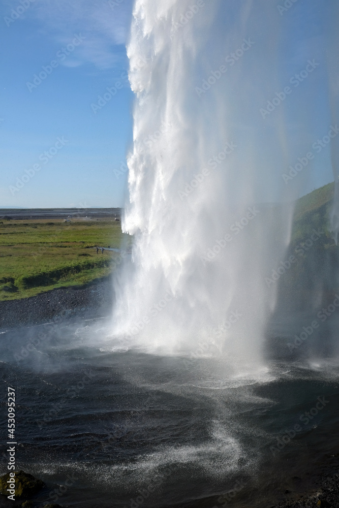 Seljalandsfoss waterfall on the southern coast of Iceland on a sunny day Seljalandsfoss waterfall on the southern coast of Iceland on a sunny day