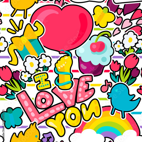 Vector Cute lovely conversation hearts pattern
