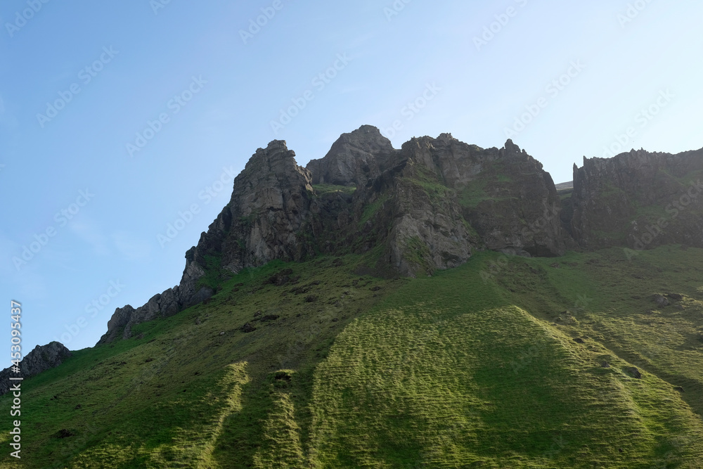 Rock formation in Iceland on a sunny day