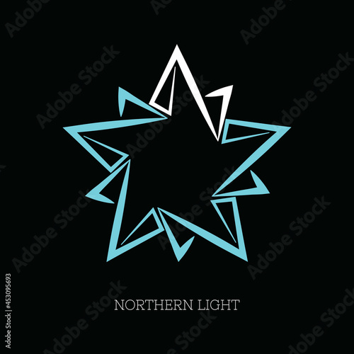 Lettering logo design. The arrangement of 5 copies of lightning letter N in a pentagon star form. EPS8 file.
