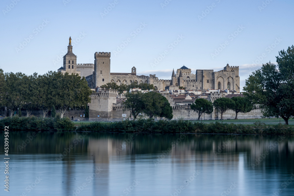 Palais des Papes in Avignon with the Rhone River in the foreground