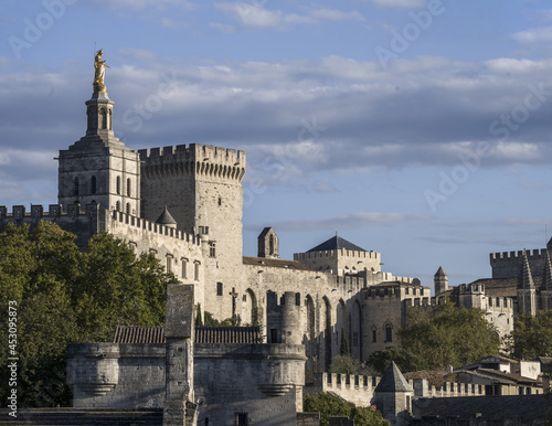 Avignon Pope Palace at sunrise, Largest Gothic Medieval Architecture