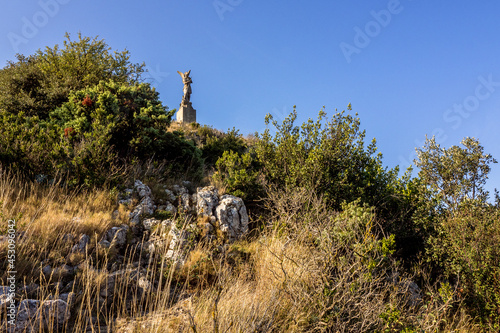 The statue of Saint Michael dominates the Rhone Valley, Viviers, France