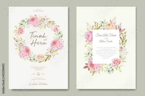 elegant hand drawn watercolor floral summer invitation card set