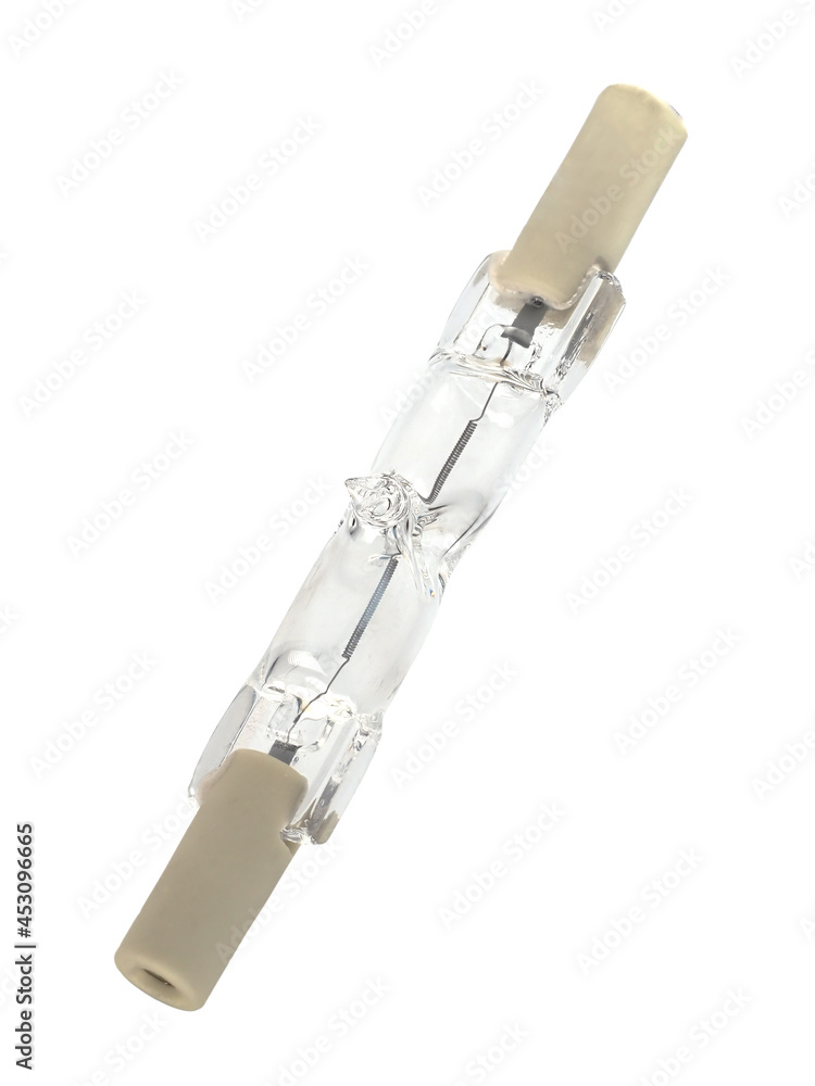 Dimmable halogen lamp for R7s socket, isolated on white background Dimmable halogen lamp for R7s socket, isolated on white background