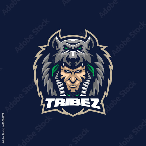 Tribe mascot logo design vector with modern illustration concept style. Tribe illustration for sport and esport team.