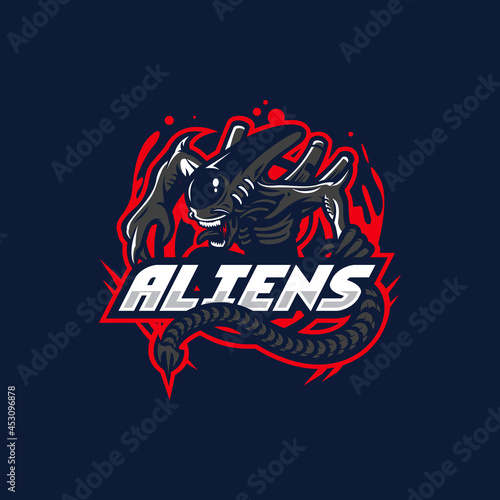 Aliens mascot logo design vector with modern illustration concept style. Aliens illustration for esport team.