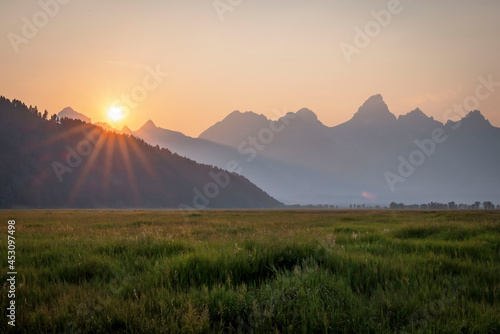 California wildfire smoke seen in Grand Teton National Park, WY.