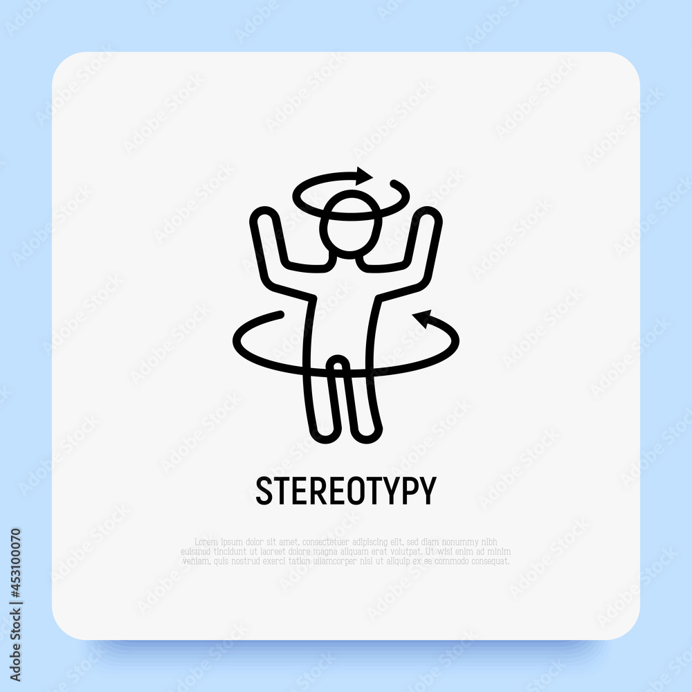 Stereotypy, dizziness or disorientation thin line icon. Modern vector illustration of illness symptom.