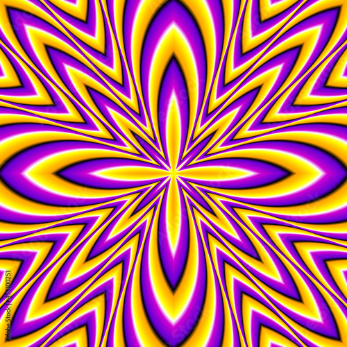 Yellow four-pointed star. Motion illusion.
