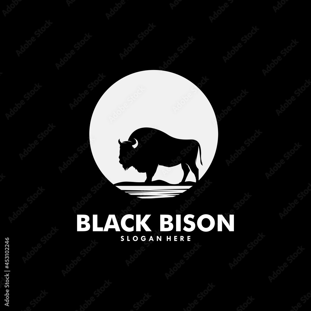 Wild bison in the moon Logo Design