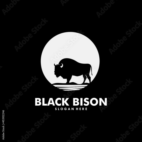 Wild bison in the moon Logo Design