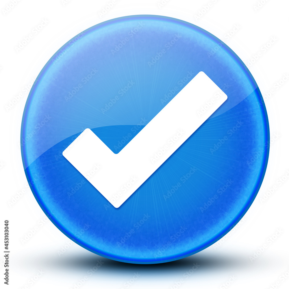 Checkmark eyeball glossy blue round button abstract Checkmark eyeball glossy blue round button abstract