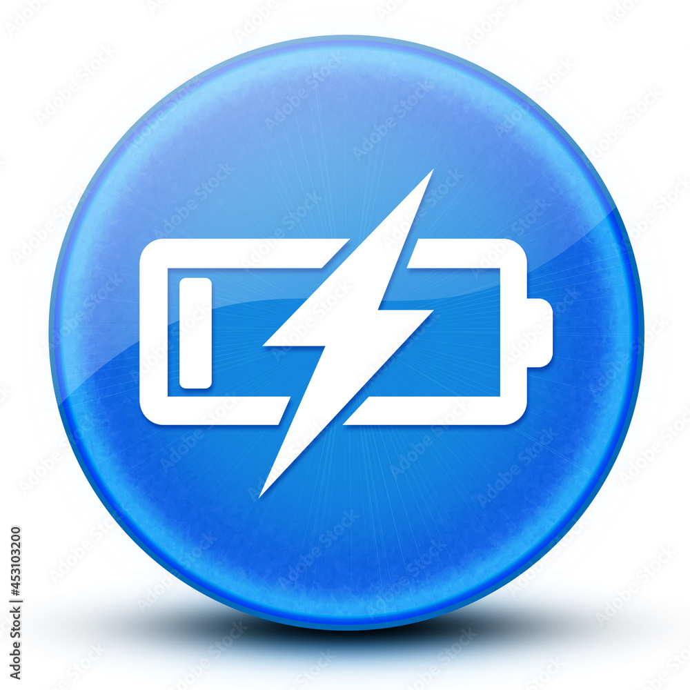 Battery Charging eyeball glossy blue round button abstract Battery Charging eyeball glossy blue round button abstract