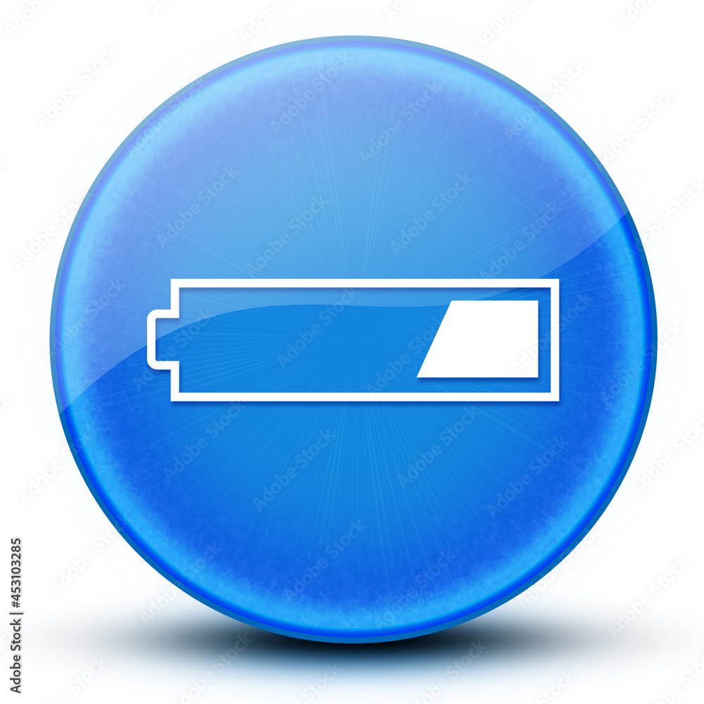 1 third charged battery eyeball glossy blue round button abstract 1 third charged battery eyeball glossy blue round button abstract