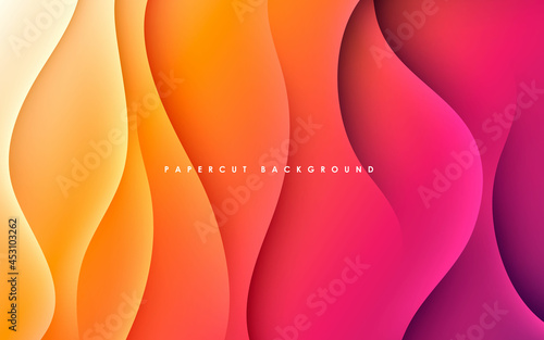Purple and orange gradient background dynamic wavy light and shadow