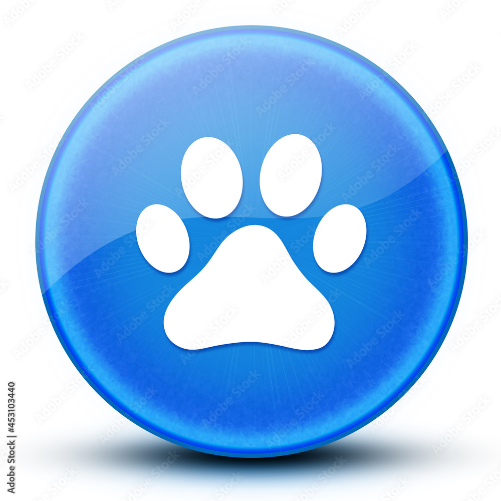 Dog or cat paw print eyeball glossy elegant blue round button abstract Dog or cat paw print eyeball glossy elegant blue round button abstract