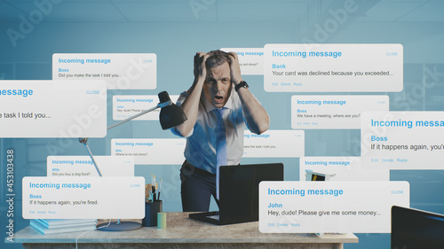 Fotografía Stressed manager overwhelmed with messages