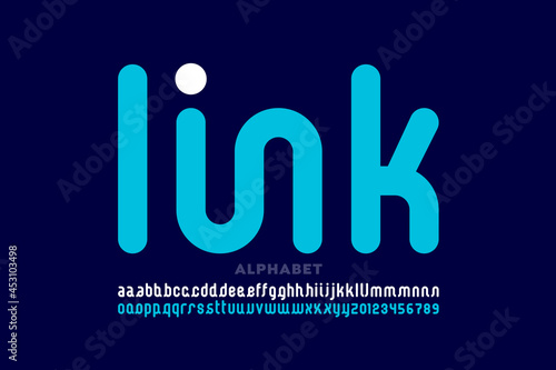 Linked letters font design, alphabet and numbers vector illustration