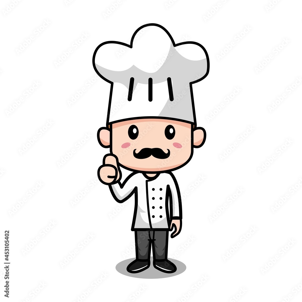 Cute little Italian chef with mustache vector illustration Cute little Italian chef with mustache vector illustration