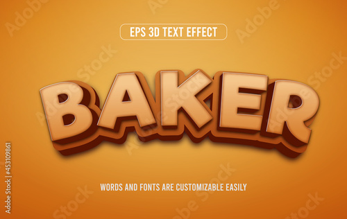 Baker cooking 3d editable text style effect