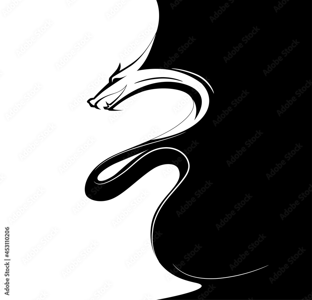 Fototapeta premium dragon wait and black