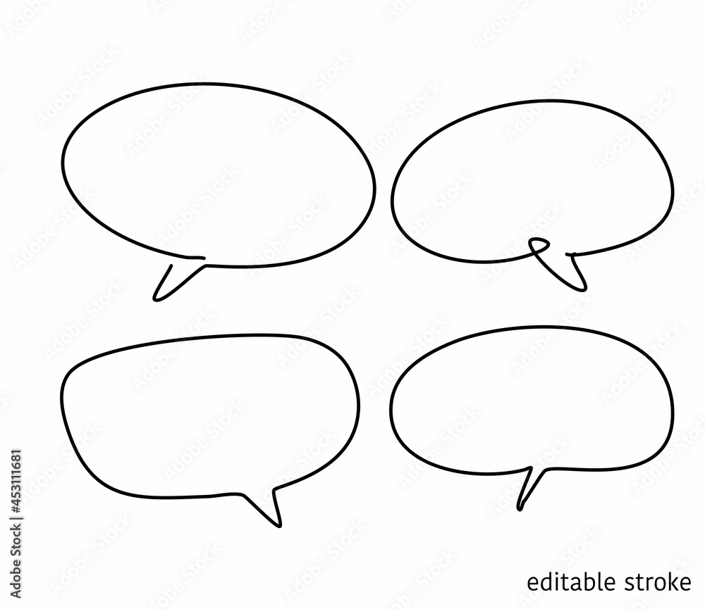 Speech Bubble in Continuous Line Drawing with Editable Stroke. Sketchy Talk Concept. Outline Simple Artwork. Vector Illustration. Speech Bubble in Continuous Line Drawing with Editable Stroke. Sketchy Talk Concept. Outline Simple Artwork. Vector Illustration.
