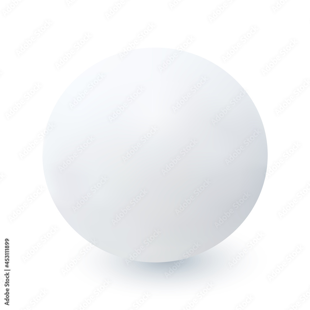 Vector Snowball with Shadow in Realistic Style Isolated on White Background. Winter Design Element.