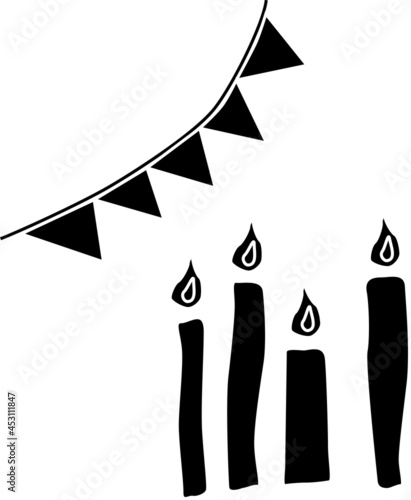 旗とロウソクのシルエット