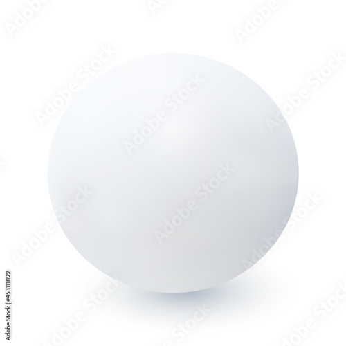 Vector Snowball with Shadow in Realistic Style Isolated on White Background. Winter Design Element.