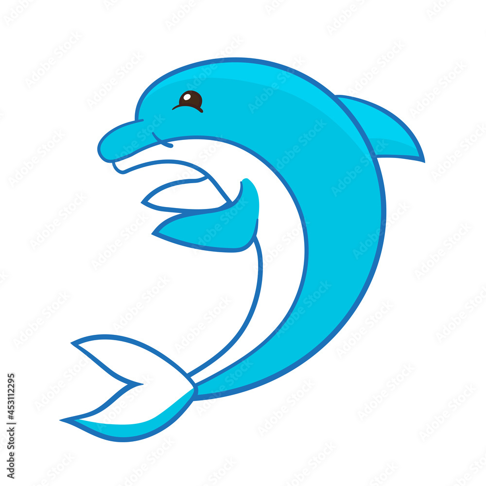Cute cartoon dolphin, isolate on a white background Cute cartoon dolphin, isolate on a white background