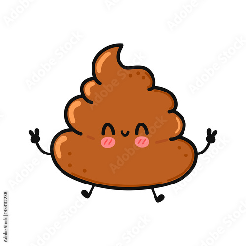 Cute funny jumping turd character. Vector hand drawn cartoon kawaii character illustration icon. Isolated on white background. Turd character concept