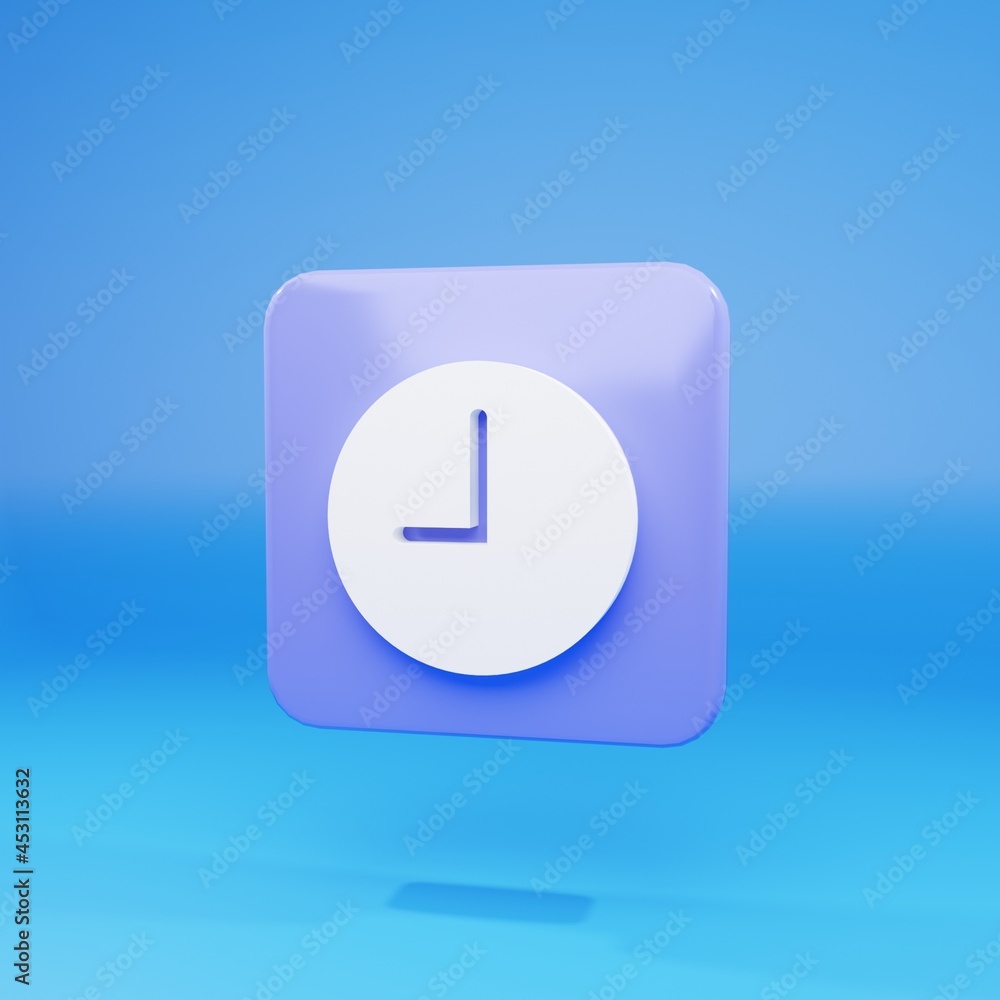 3D render clock in blue background 3D render clock in blue background