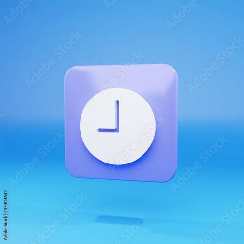 3D render clock in blue background