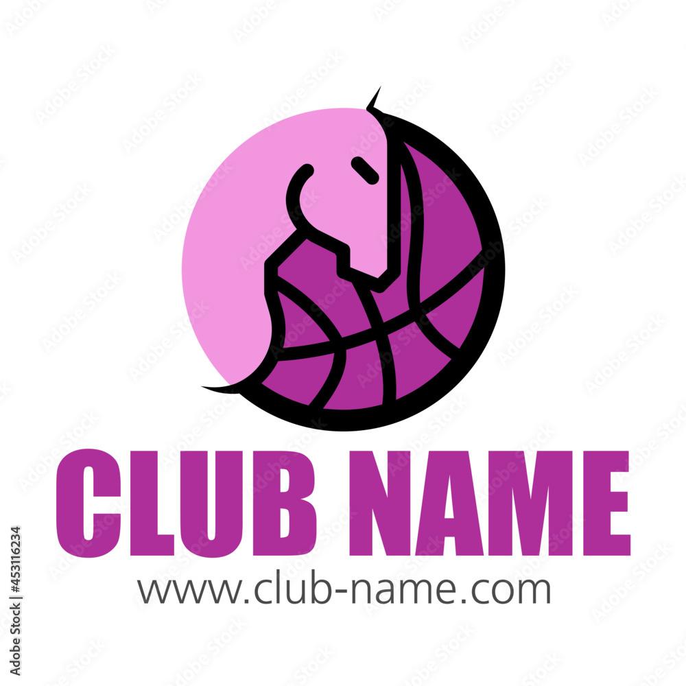 Logo club basketball sport collectif cheval Logo club basketball sport collectif cheval