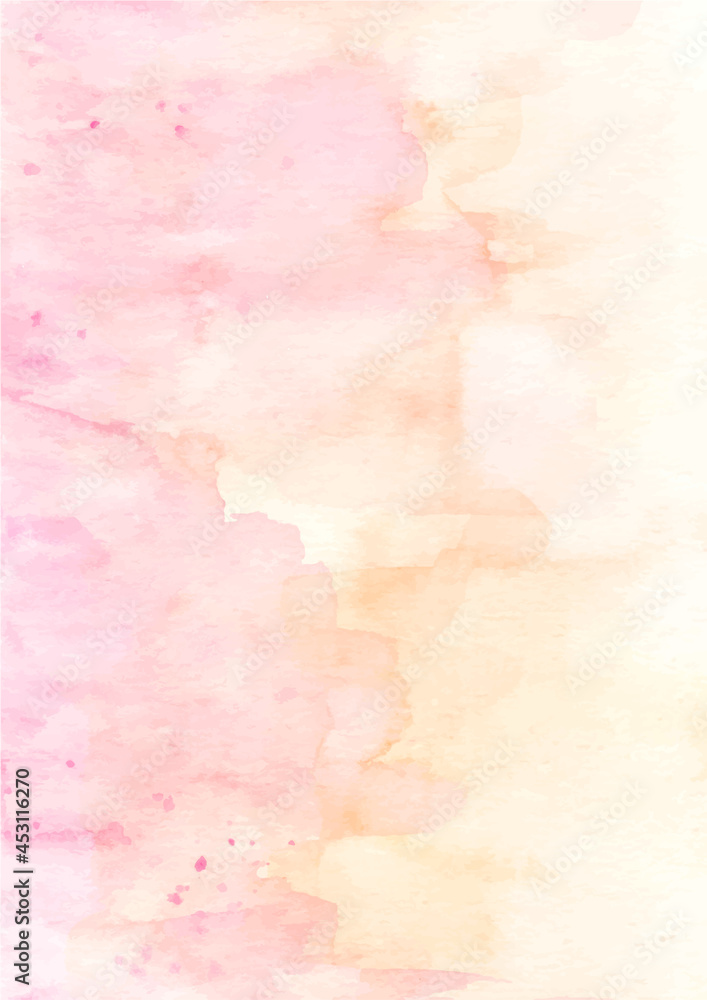 Soft pink yellow abstract texture background with watercolor