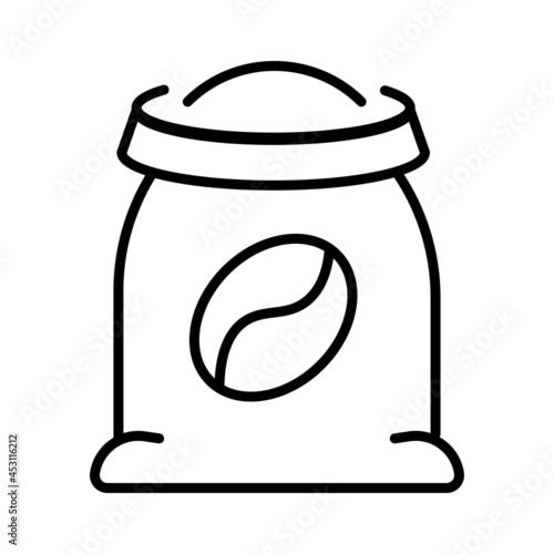 Monochrome simple bag of coffee icon vector illustration. Linear logo sack with seed for storage