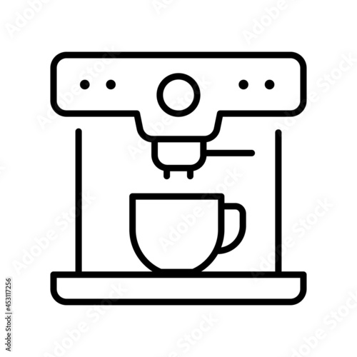Monochrome coffee machine icon vector illustration appliance for cooking fragrance caffeine beverage