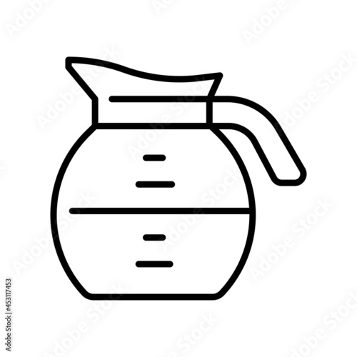 Monochrome coffee pot icon vector illustration. Linear logo transparent glass or plastic container